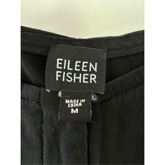 Eileen Fisher Silk Elastic Waist Wide Leg Crop Pants Black Women's Size Medium - Picture 5 of 5